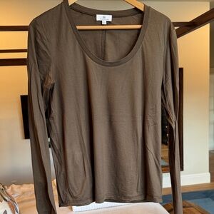 AG Women's Brown Scoop Neck Long Sleeve Top